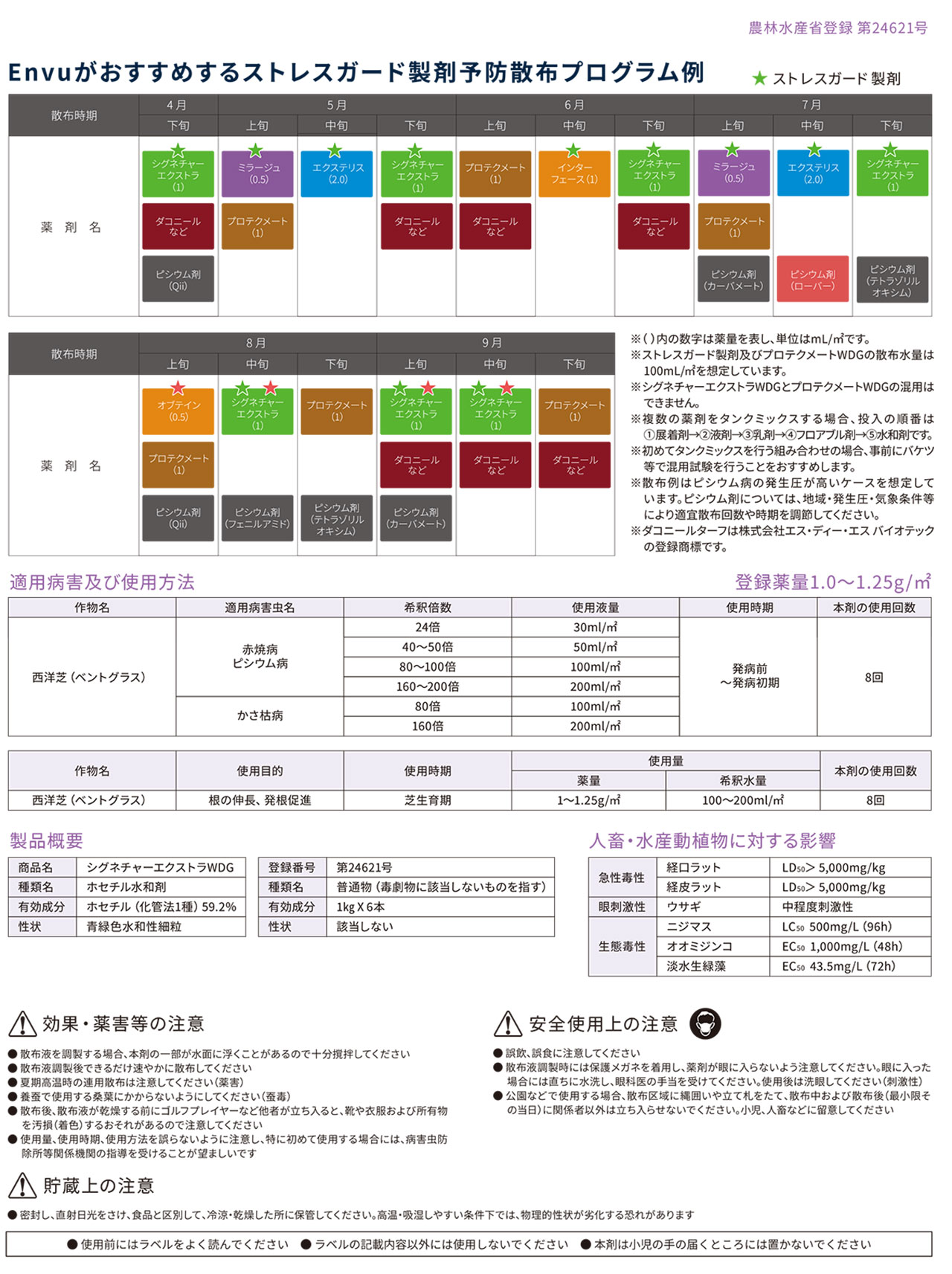 芝生の赤焼病、ピシウム病の防除に。 芝生用殺菌剤　シグネチャーエクストラWDG 1kg入り