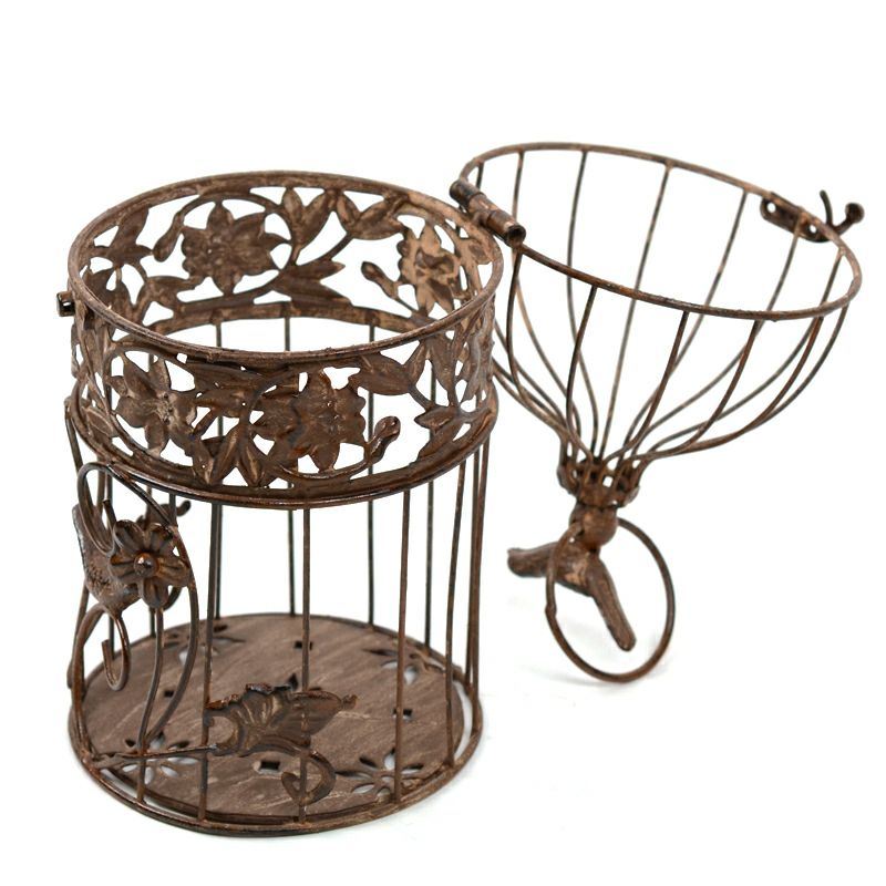 アンティーク調 フラワーバードケージ ブラウン Ｓサイズ