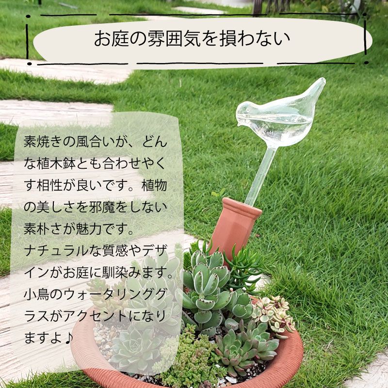 esschert design テラコッタ製給水スパイクとウォータリンググラスのセット