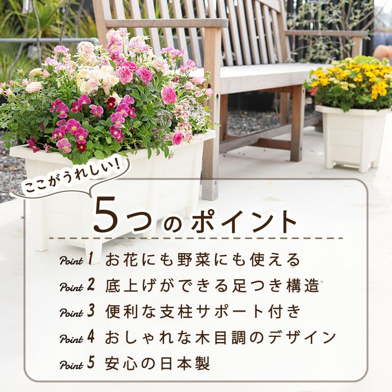 花と野菜のプランター スクエアー30cm ホワイト