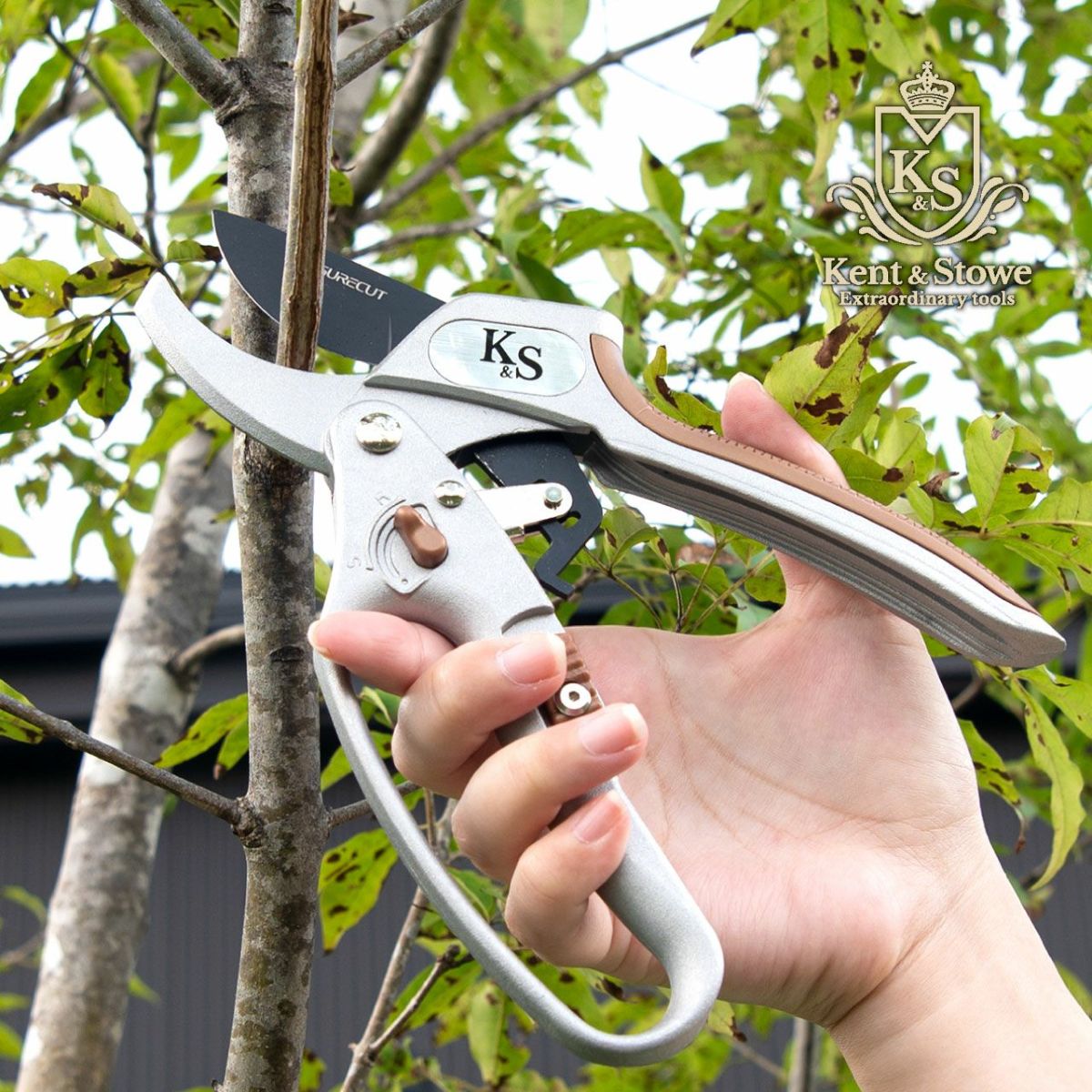  Kent&Stowe ケント＆ストウ ラチェット剪定鋏(剪定ばさみ) アンビルタイプ