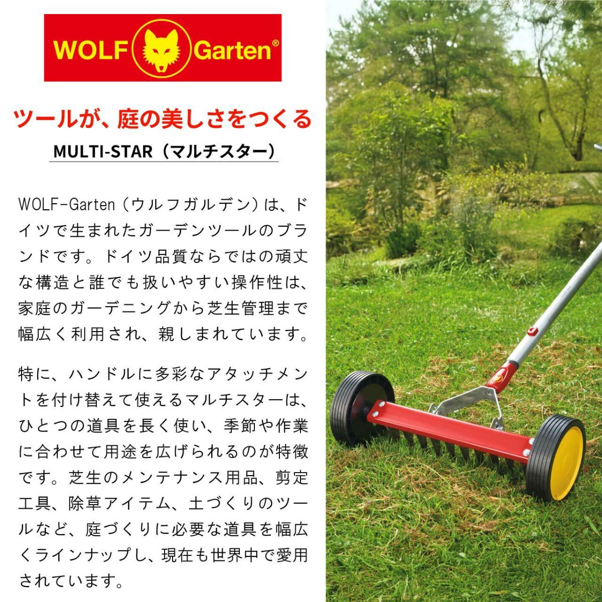 WOLF GARTEN（ウルフガルテン） MULTI-STAR マルチスター ローラー式芝生清掃レーキ